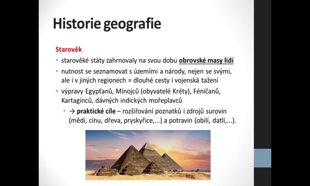 1. náhled výukového kurzu Historie geografie