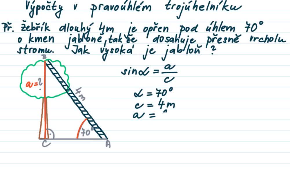 2. náhled výukového kurzu Výpočty v pravoúhlém trojúhelníku