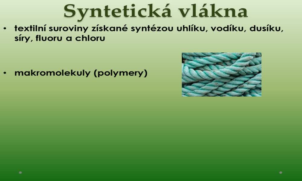 1. náhled výukového kurzu Syntetická vlákna