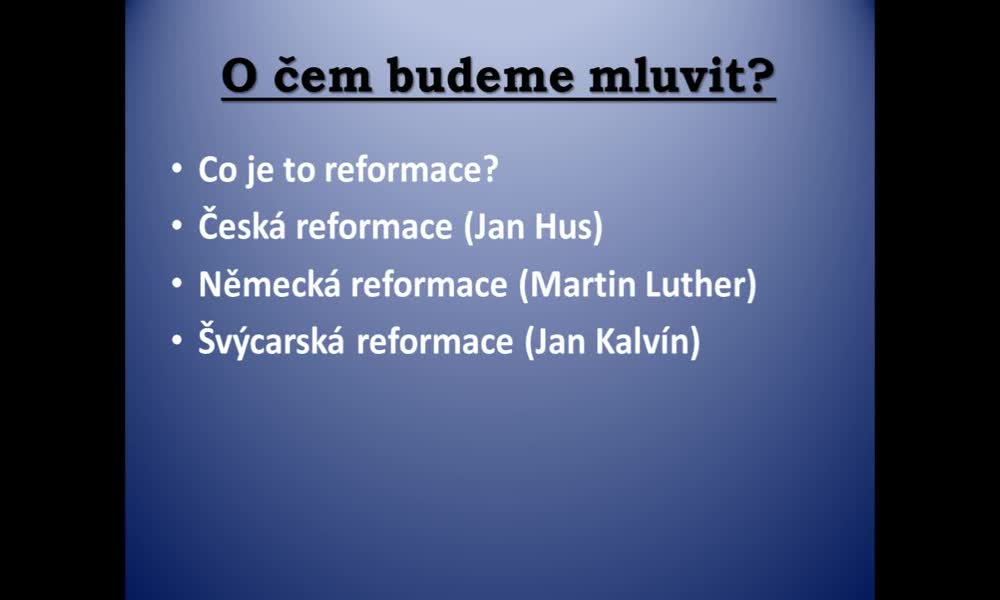 1. náhled výukového kurzu Reformace v Evropě