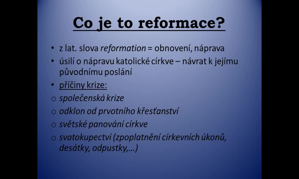 2. náhled výukového kurzu Reformace v Evropě