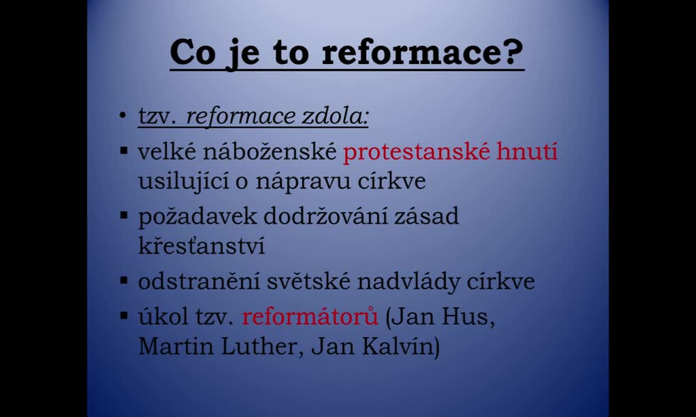 4. náhled výukového kurzu Reformace v Evropě