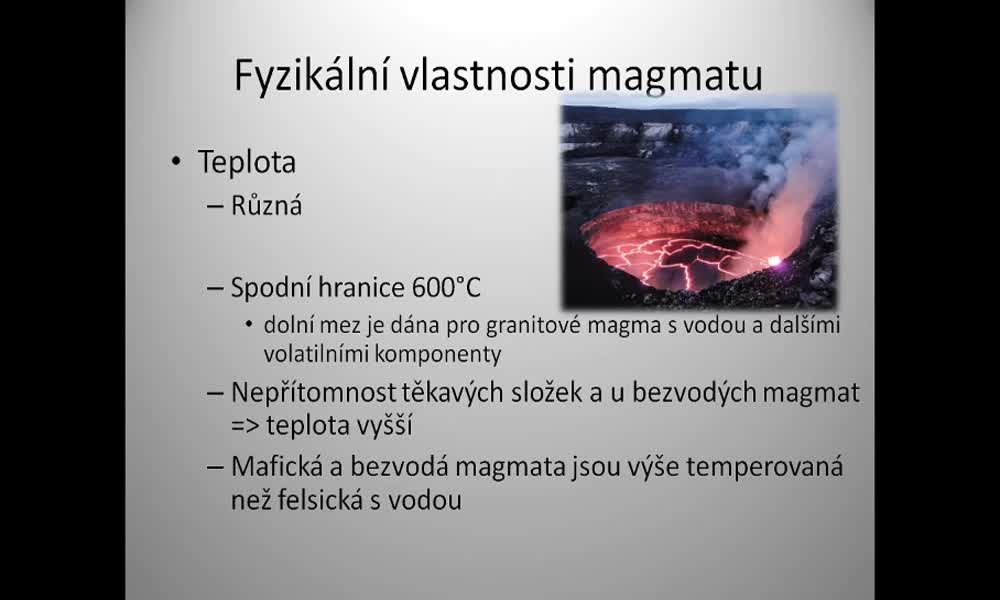 5. náhled výukového kurzu Magmatický proces – vznik magmatu a jeho tuhnutí, krystalizace minerálů z magmatu