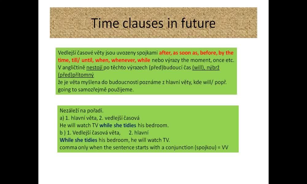 1. náhled výukového kurzu Future time clauses