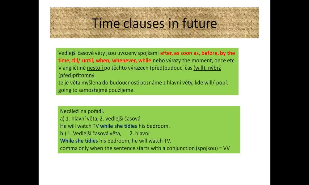 2. náhled výukového kurzu Future time clauses