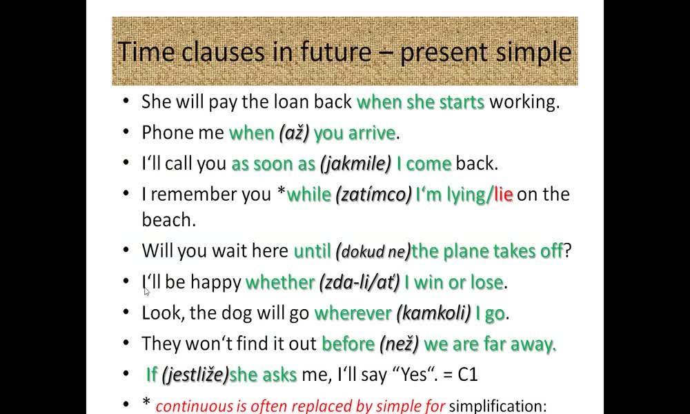 3. náhled výukového kurzu Future time clauses