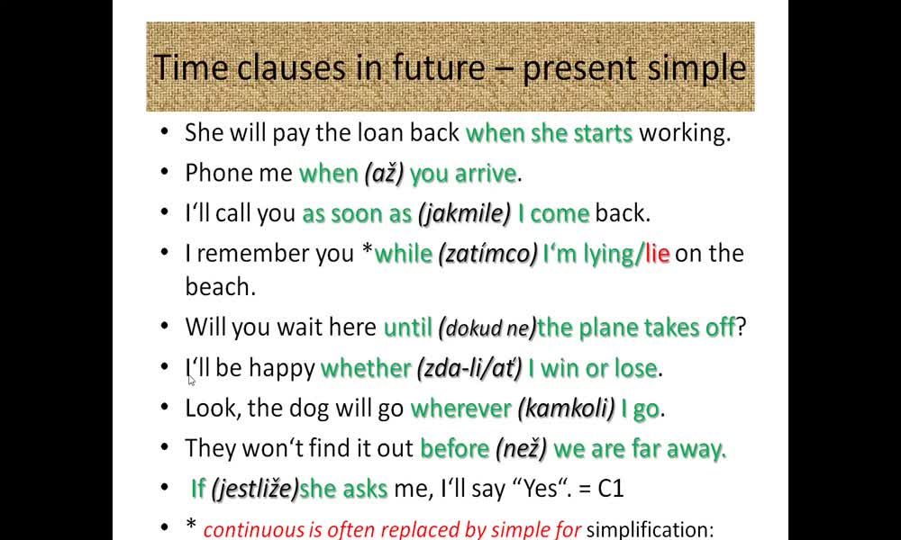 4. náhled výukového kurzu Future time clauses