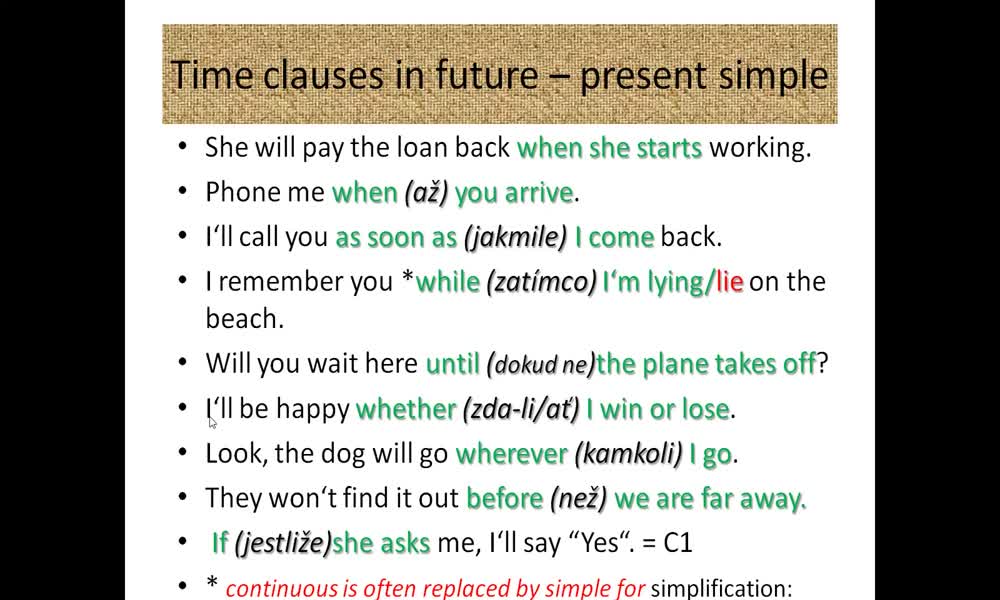 5. náhled výukového kurzu Future time clauses