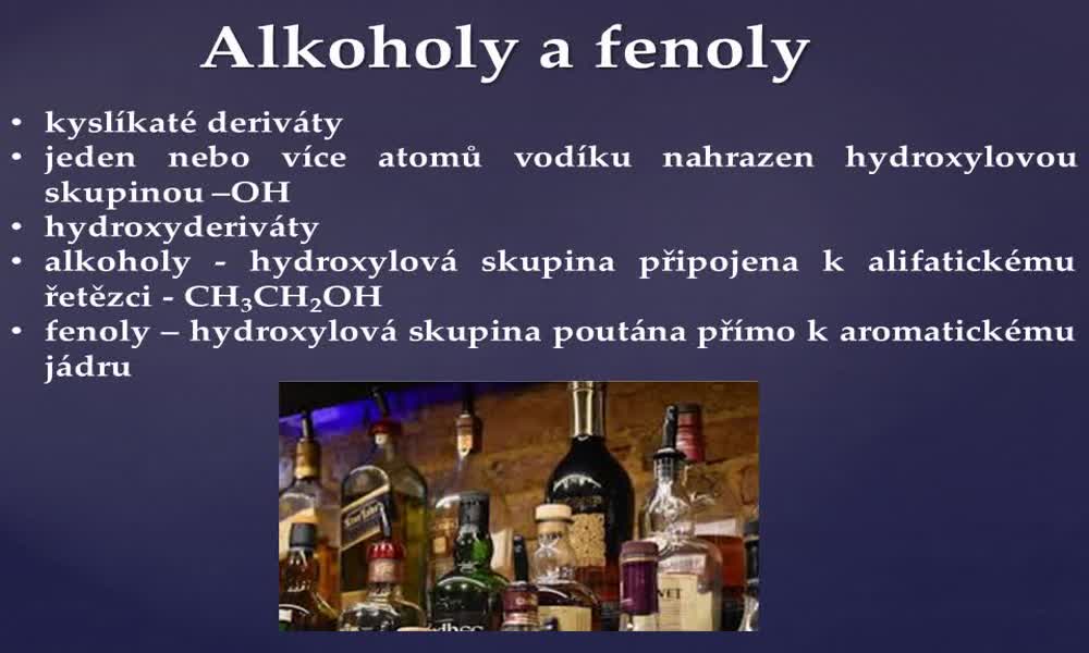 1. náhled výukového kurzu Alkoholy a fenoly