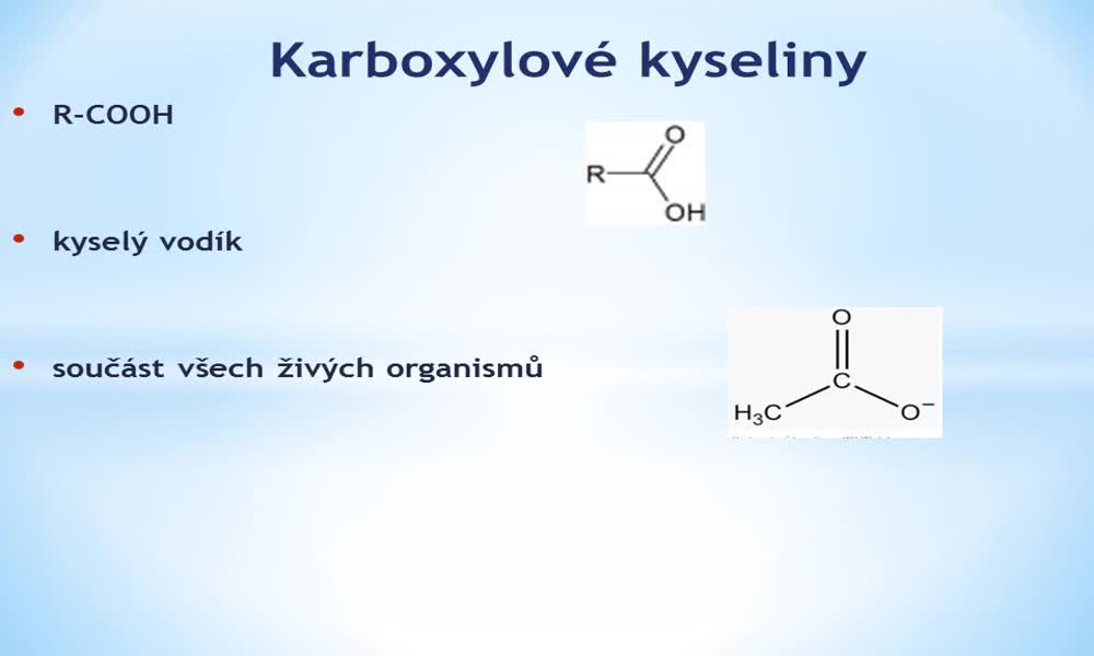 1. náhled výukového kurzu Karboxylové kyseliny