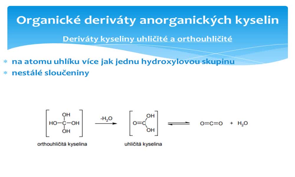 1. náhled výukového kurzu Organické deriváty anorganických kyselin