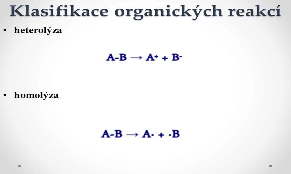 6. náhled výukového kurzu Klasifikace organických reakcí