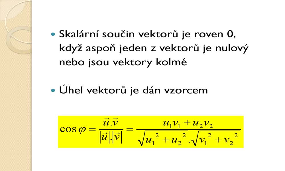 5. náhled výukového kurzu Skalární součin vektorů (Lenka B.)