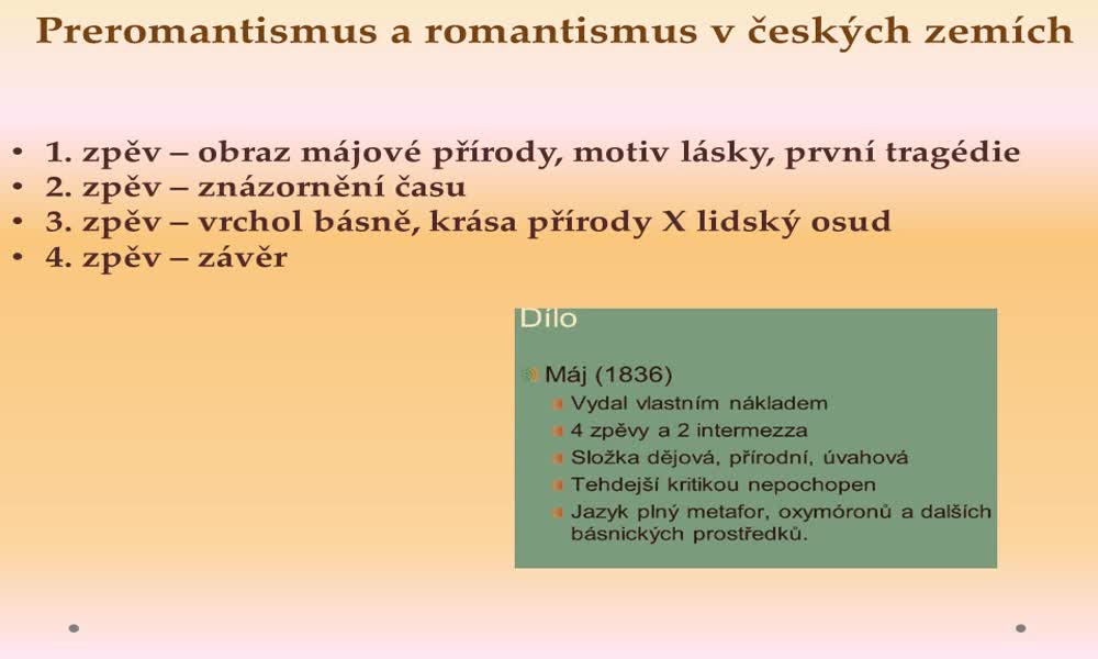 6. náhled výukového kurzu Preromantismus a romantismus v české literatuře