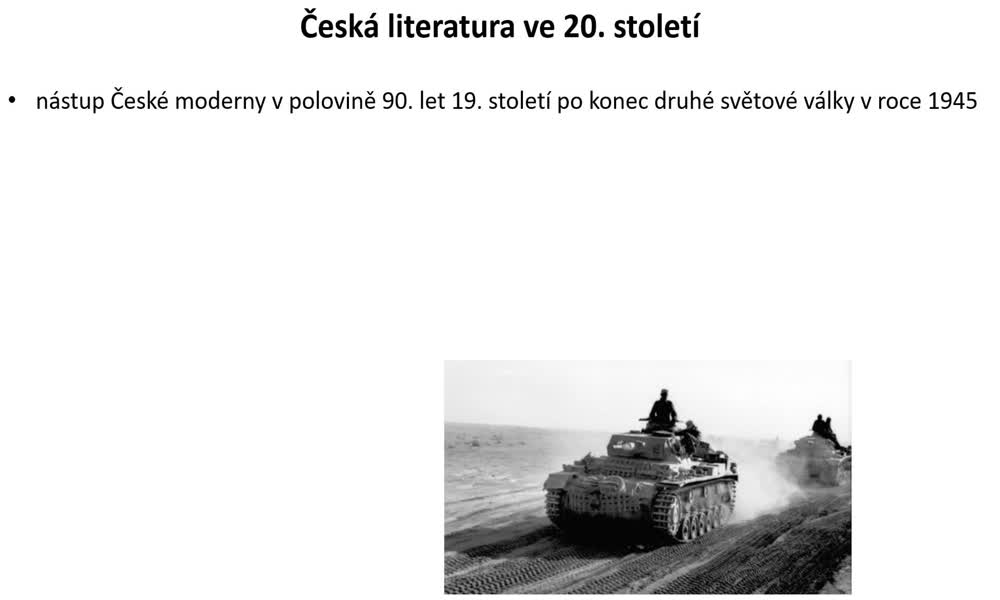 1. náhled výukového kurzu Česká literatura ve 20. století 1. část
