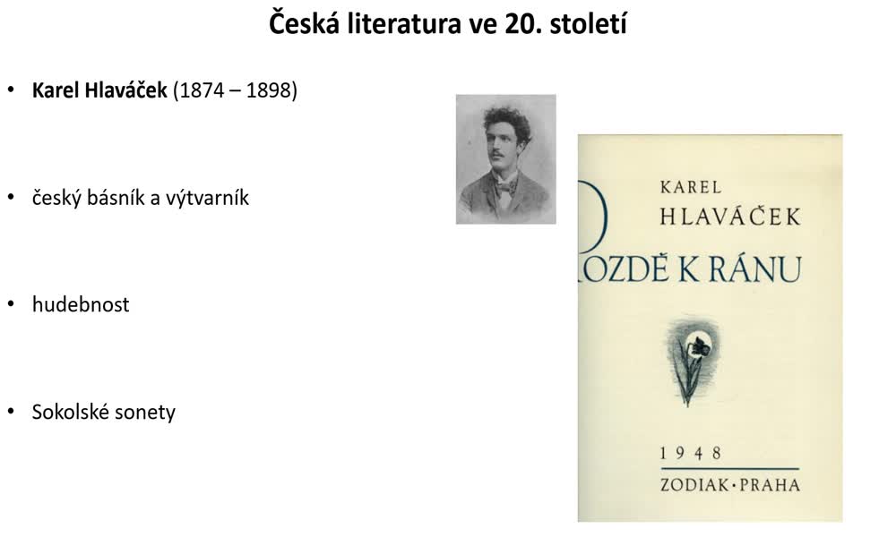 5. náhled výukového kurzu Česká literatura ve 20. století 1. část