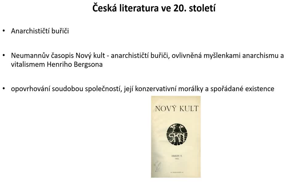 6. náhled výukového kurzu Česká literatura ve 20. století 1. část