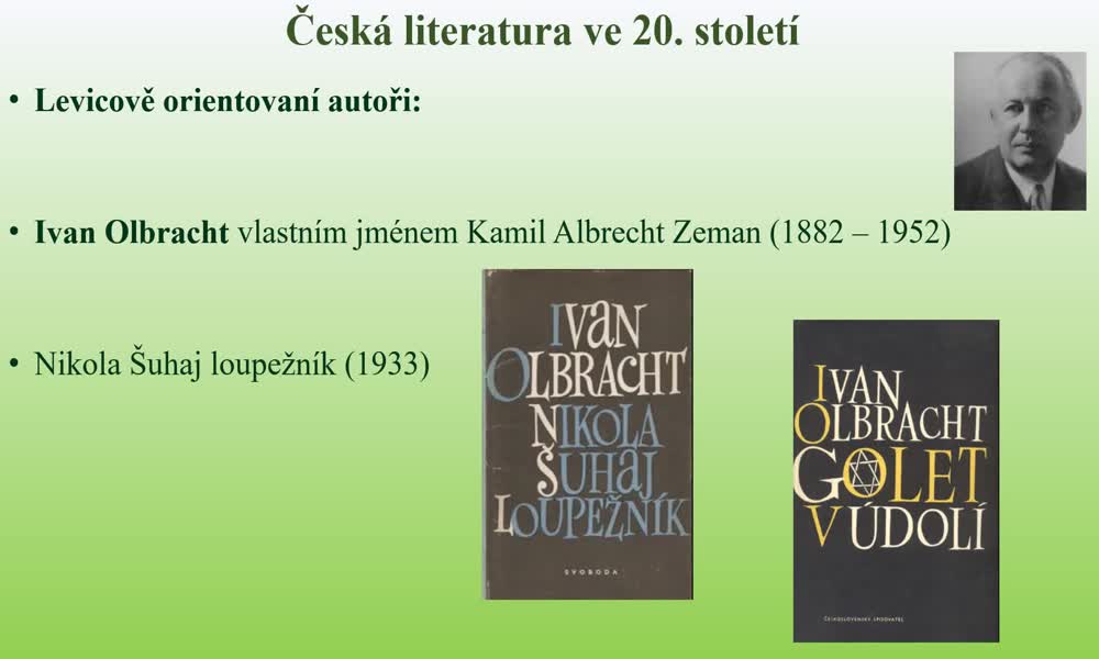 1. náhled výukového kurzu Česká literatura ve 20. století 2. část