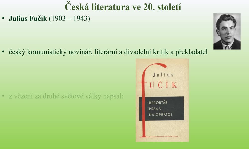 3. náhled výukového kurzu Česká literatura ve 20. století 2. část