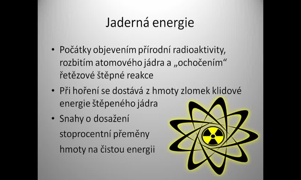 1. náhled výukového kurzu Syntéza a štěpení jader atomů