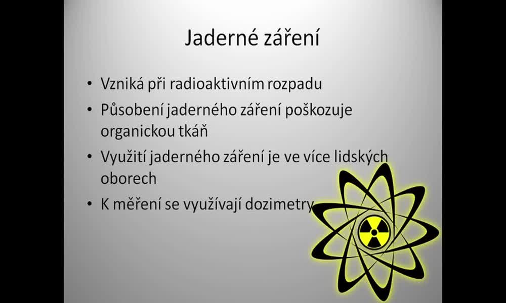 1. náhled výukového kurzu Využití jaderného záření 