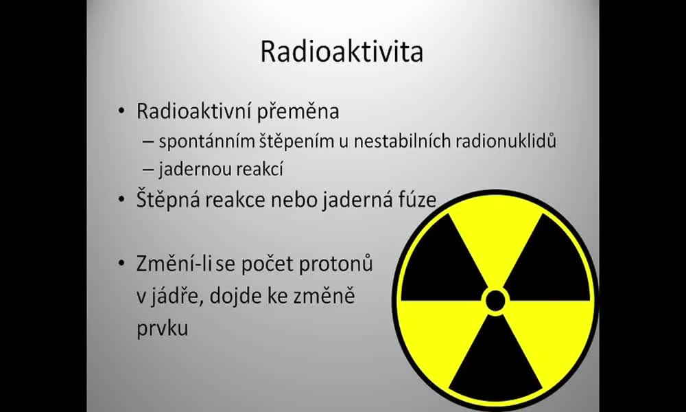 1. náhled výukového kurzu Radioaktivita 