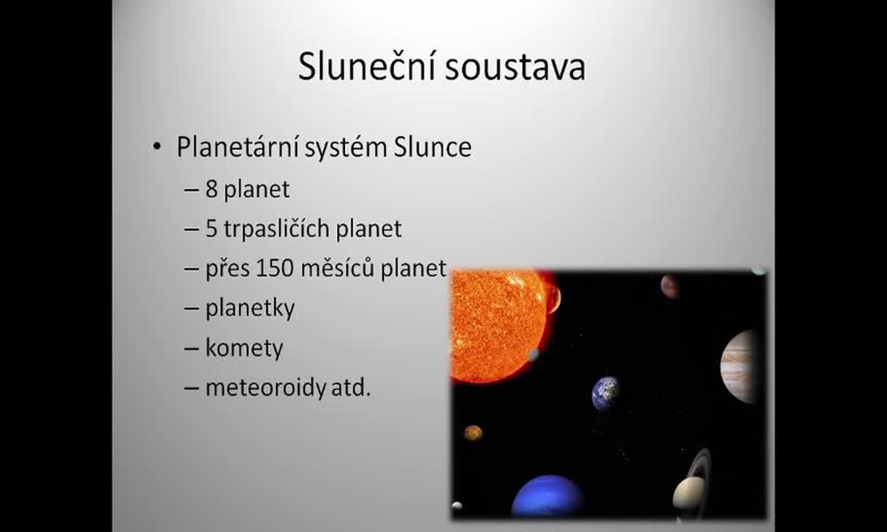 1. náhled výukového kurzu Sluneční soustava - její hlavní složky
