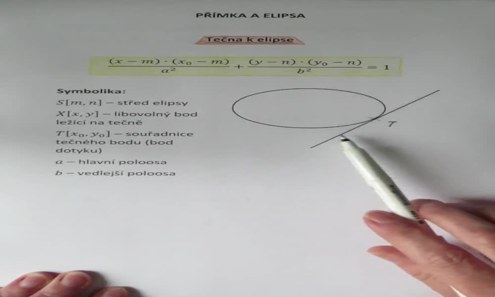 3. náhled výukového kurzu Vzájemná poloha přímky a elipsy
