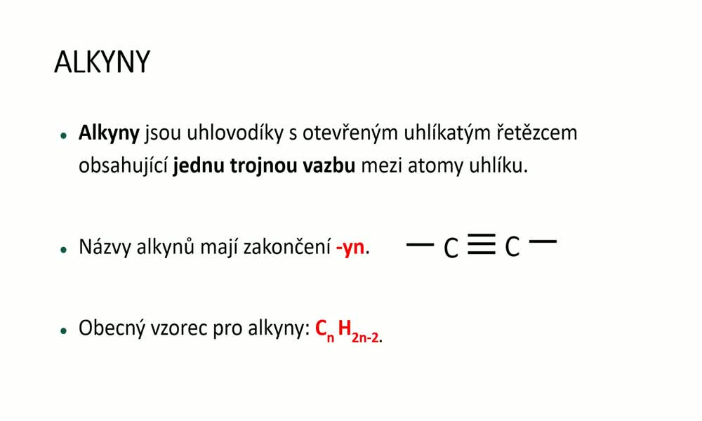 1. náhled výukového kurzu Alkyny, polymerace