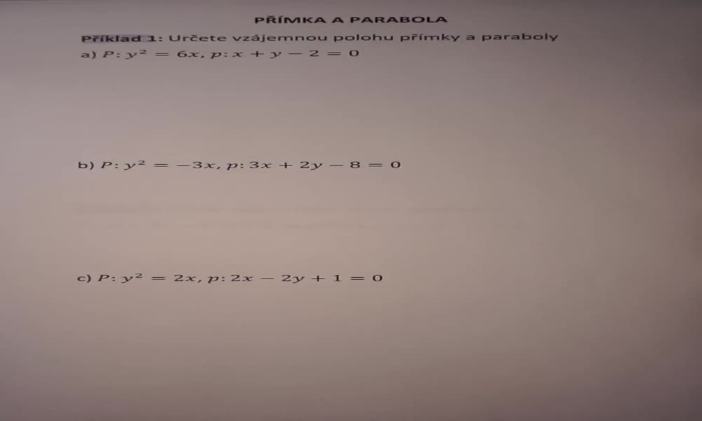 4. náhled výukového kurzu Vzájemná poloha přímky a paraboly