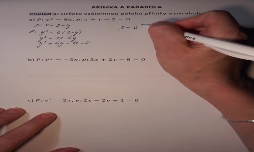 5. náhled výukového kurzu Vzájemná poloha přímky a paraboly