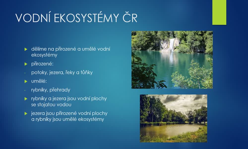 1. náhled výukového kurzu Vodní ekosystémy ČR