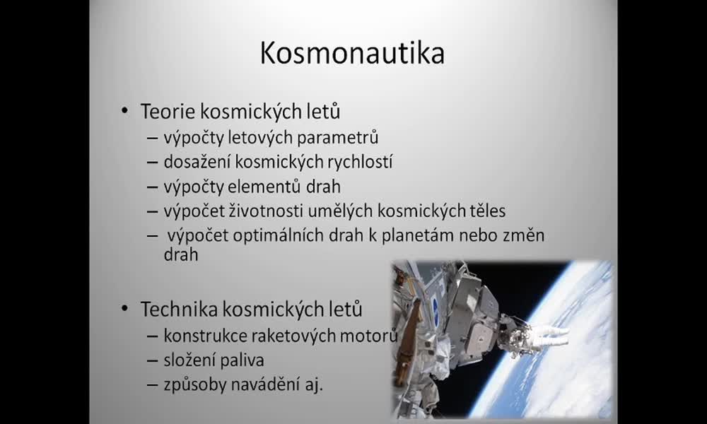 2. náhled výukového kurzu Kosmonautika