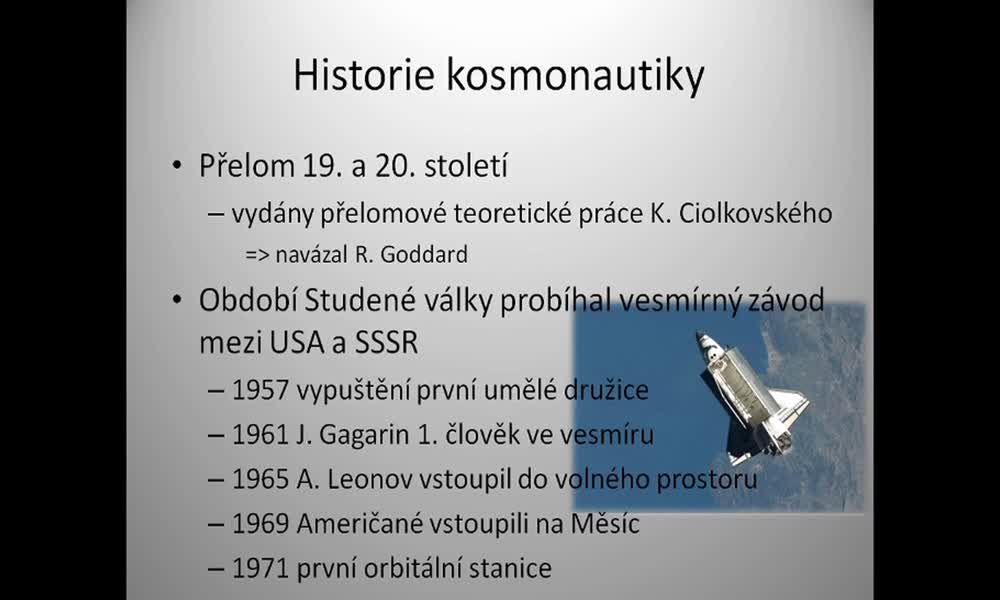 4. náhled výukového kurzu Kosmonautika