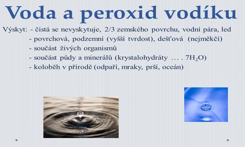 1. náhled výukového kurzu Voda a peroxid vodíku