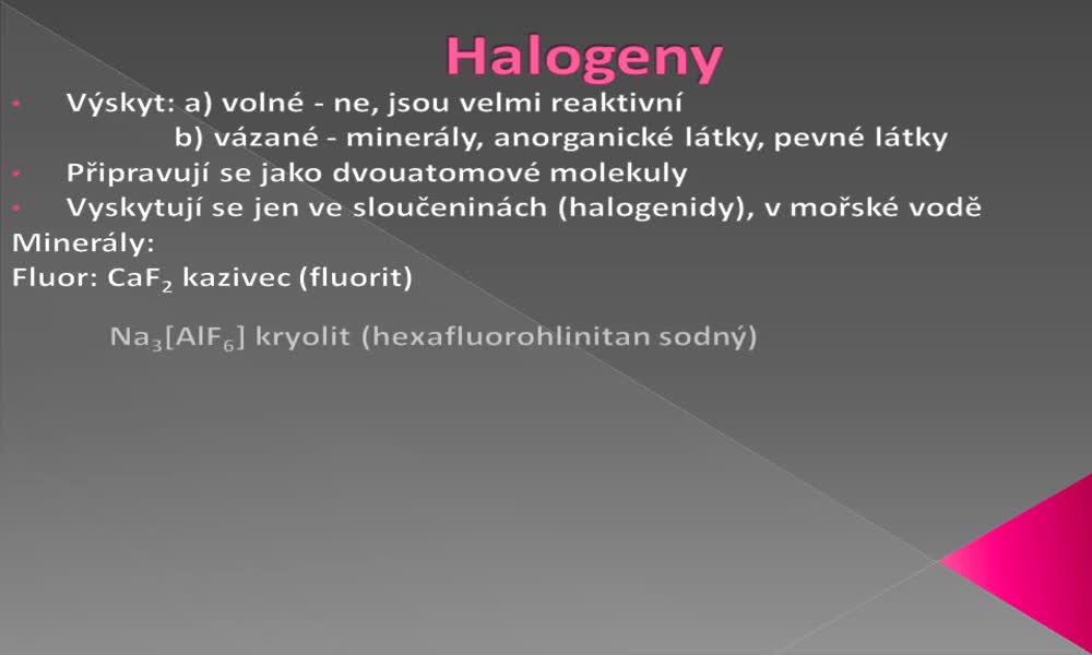 3. náhled výukového kurzu Halogeny