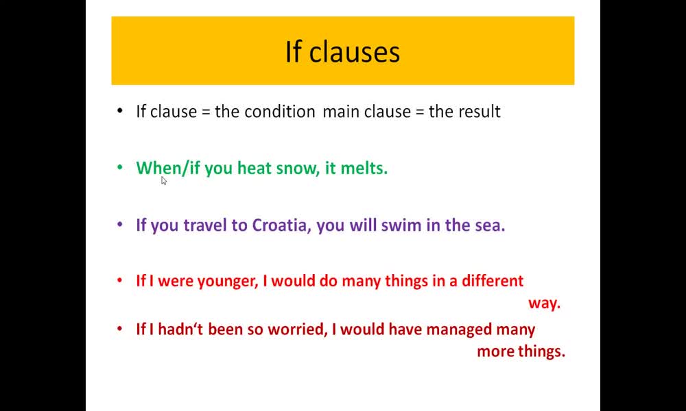 2. náhled výukového kurzu If clauses