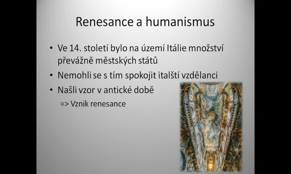 1. náhled výukového kurzu Renesance a humanismus