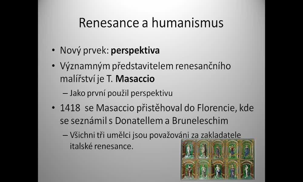 3. náhled výukového kurzu Renesance a humanismus