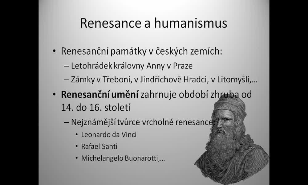 6. náhled výukového kurzu Renesance a humanismus