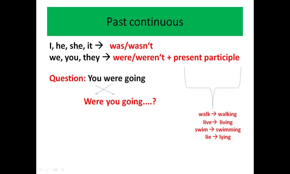1. náhled výukového kurzu Past continuous