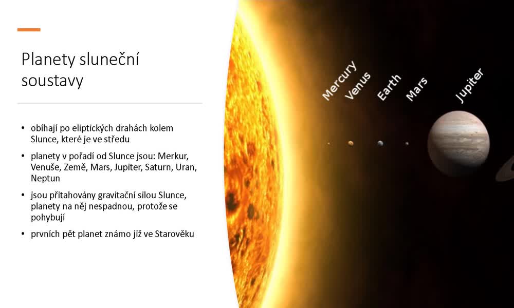 1. náhled výukového kurzu Sluneční soustava